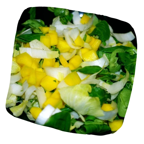Salade de mâche à la mangue et aux endives