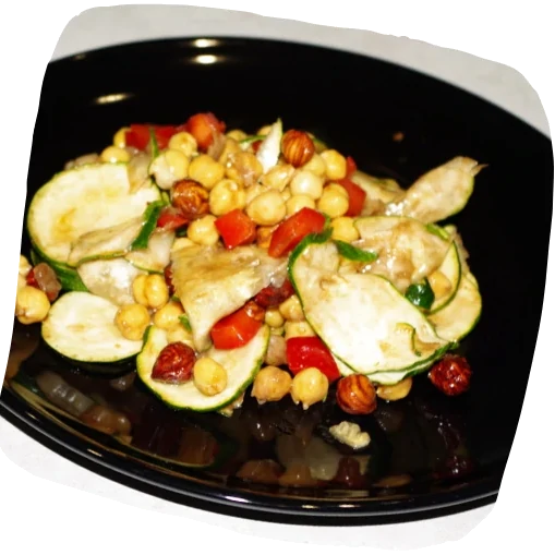 Salade de pois chiches, courgette et poivron
